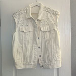 Oversized White Jean Jacket - perfect for bride at bachelorette!